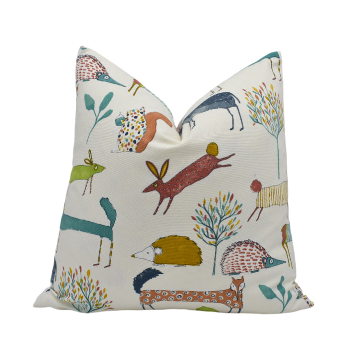 Prestigious Textiles - Oh My Deer – Marmalade – Cushion Cover – Whimsical Woodland Creatures & Botanical Print