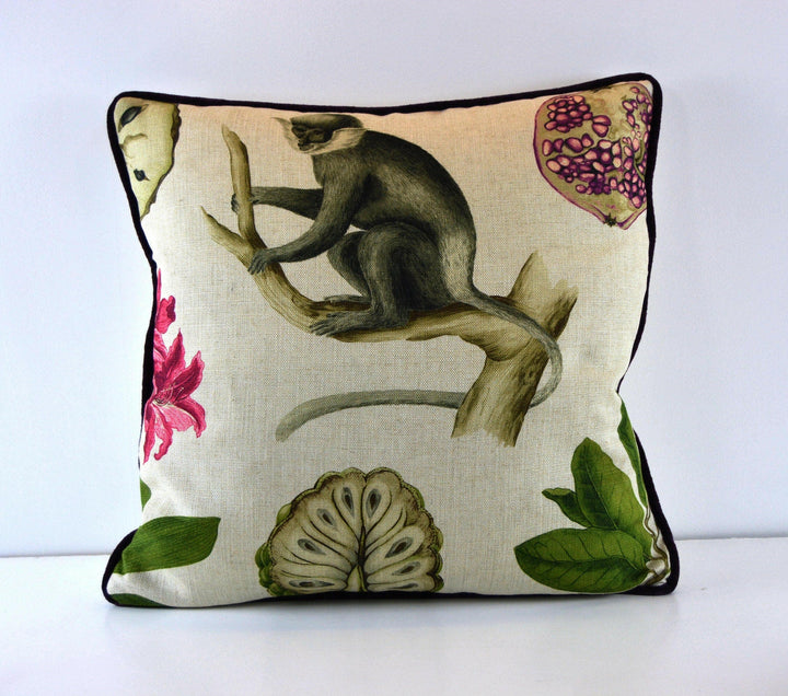 Sanderson - Capuchins - Boysenberry - Cushion Cover Contrast Piped Throw Pillow Designer Home Decor.