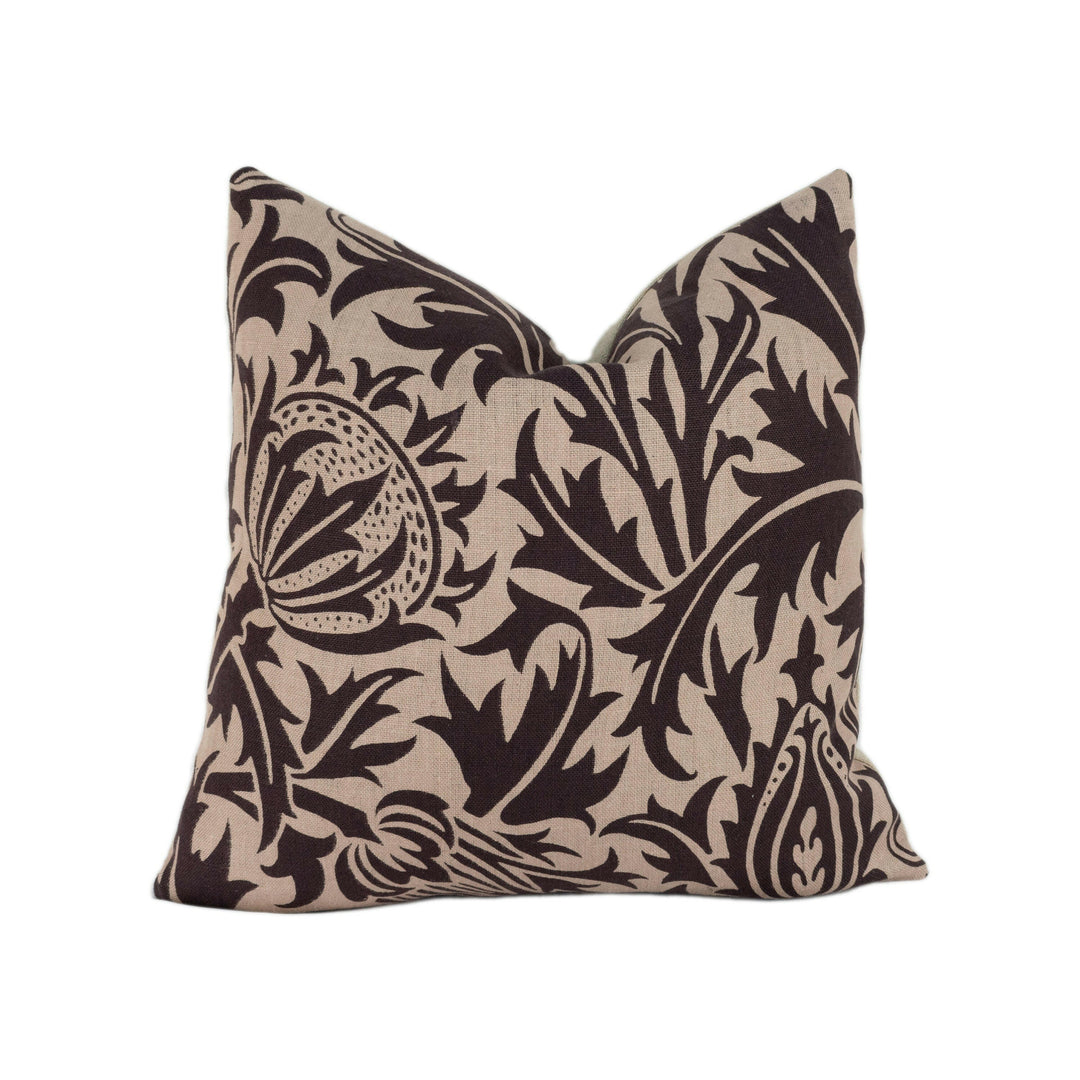 William Morris & Co - Thistle - Linen / Black -  Cushion Cover Throw Pillow Designer Home Decor.