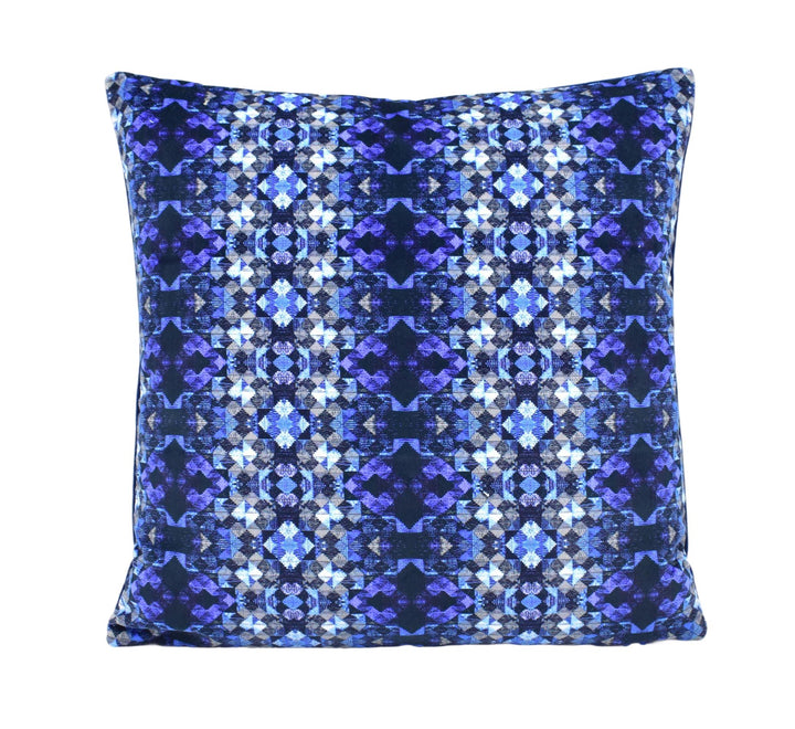 a blue pillow with a pattern on it