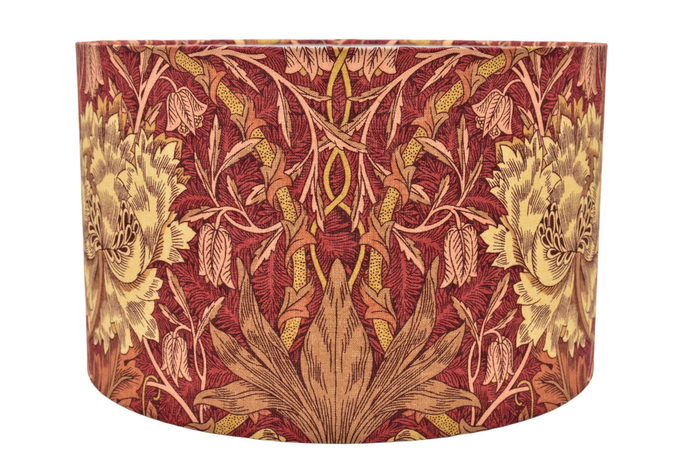 William Morris - Honeysuckle & Tulip  - Brick / Russet - Lampshade - Ceiling Shade - Stunning Handmade Classic Morris Designer Lamp Decor.