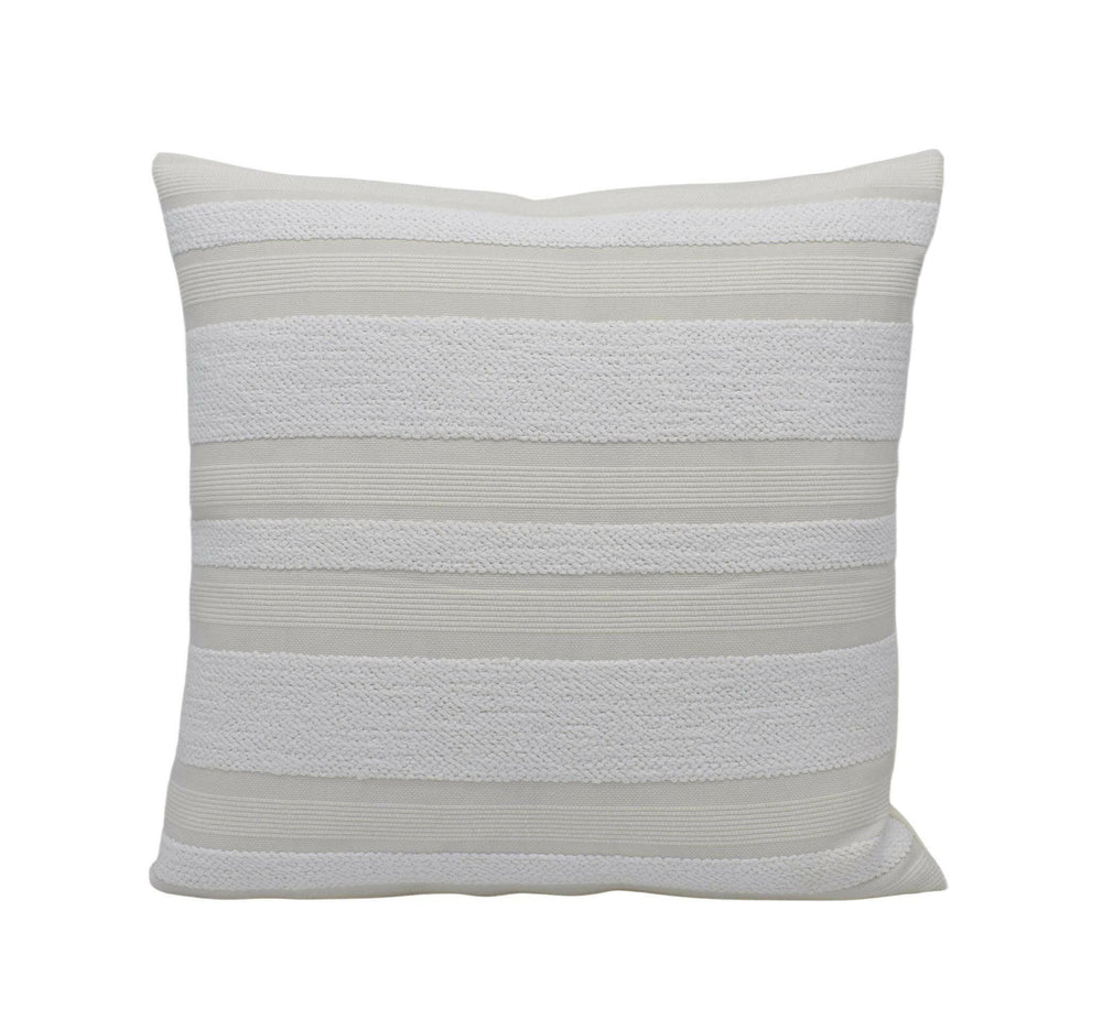 Schumacher - Ohara Stripe Indoor / Outdoor - Ivory - Modern Woven Striped Cushion Cover - White Boucle Stripey Pillow Cover - Custom Pillow.