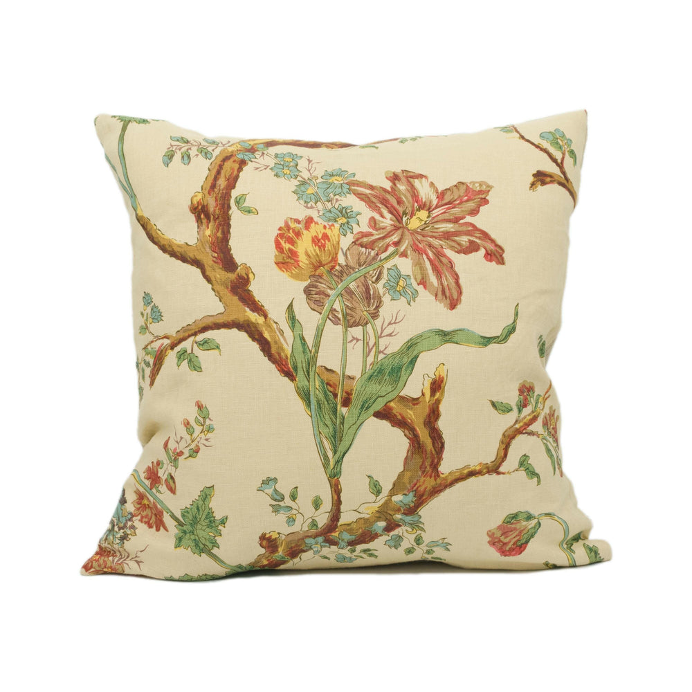 Robert Kime - Tulip Tree - Grand Large Scale Charming Floral Cushion Cover - Handmade Throw Pillow - Designer Home Décor.
