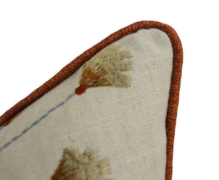 Sanderson - Gingko Trail - Brick - Embroidered Cushion Cover Throw Pillow Designer Home Decor.