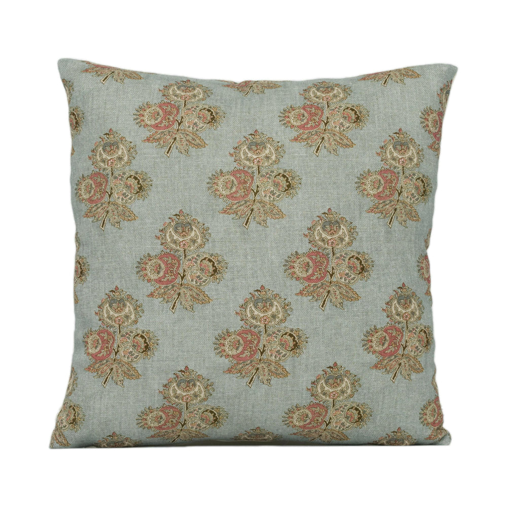 GP & J Baker - Poppy Paisley - Aqua - 18th Century Indian Floral Paisley Designer Cushion Cover - Luxury Throw Pillow - Handmade Home Decor.