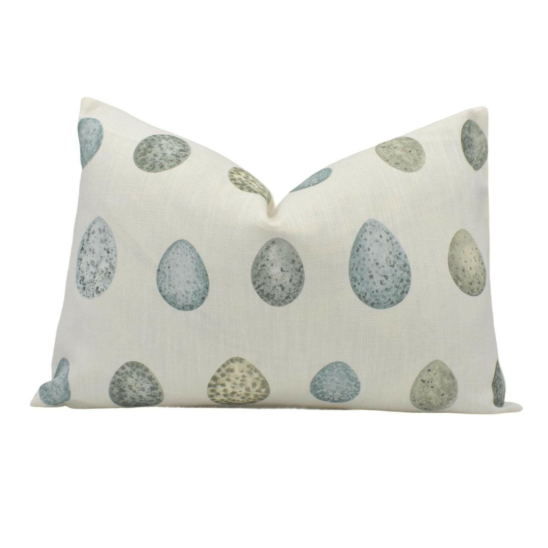 Sanderson - Nest Egg - Eggshell / Ivory - Charming Mottled Watercolour Eggs Designer Cushion Cover - Luxury Throw Pillow - Handmade Home.