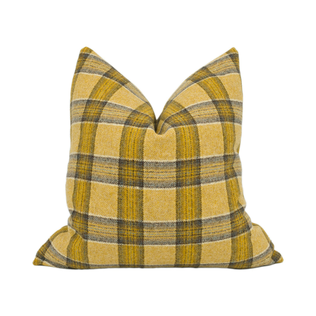 Abraham Moon - Dornoch - Gold - 100% Wool Cushion Cover - Designer Plaid Pillow Cover - Handmade Custom Abraham Moon Pillow.