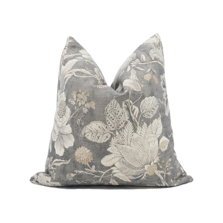 Clarke & Clarke Sissinghurst Cushion Cover – Charcoal Floral Throw Pillow