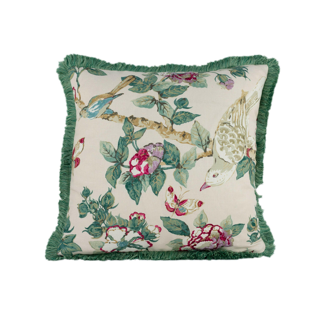 Sanderson - Caverley - Rose / Pewter - Fringe Trim Cushion Cover Throw Pillow Designer Home Decor.