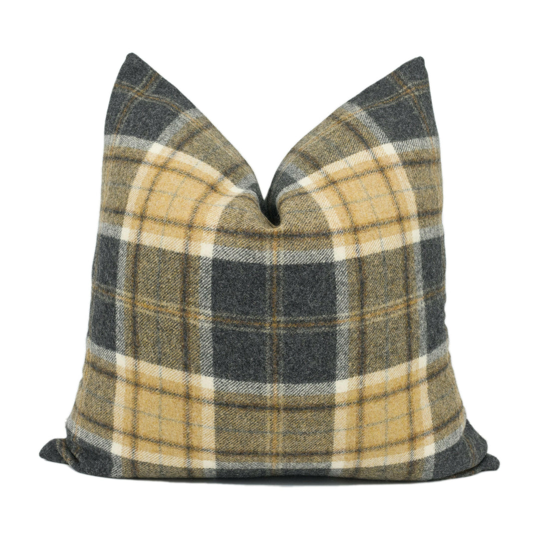 Abraham Moon - Aysgarth - Charcoal -  100% Wool Cushion Cover - Designer Plaid Pillow Cover - Handmade Custom Abraham Moon Pillow.