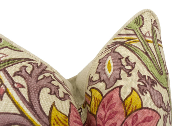 William Morris - Pink & Rose - Manilla / Wine - Cushion Cover Throw Pillow Designer Home Decor.