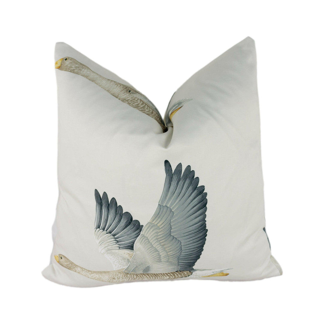 Sanderson - Elysian Geese - Silver / Chalk - Stunning Designer Cushion Cover Home Decor Throw Pillow.