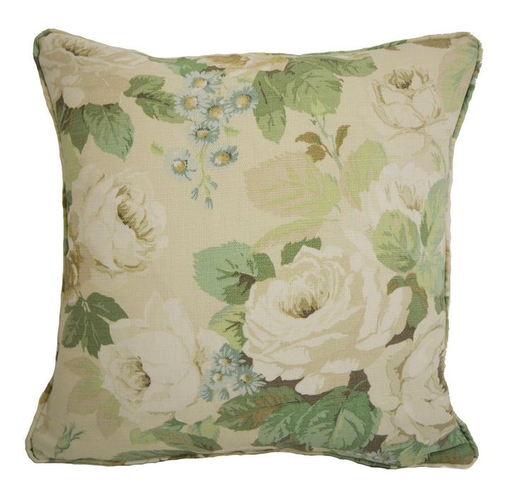 Sanderson - Chelsea - Sage / Ivory - Self Piped Cushion Cover Throw Pillow Designer Home Decor.