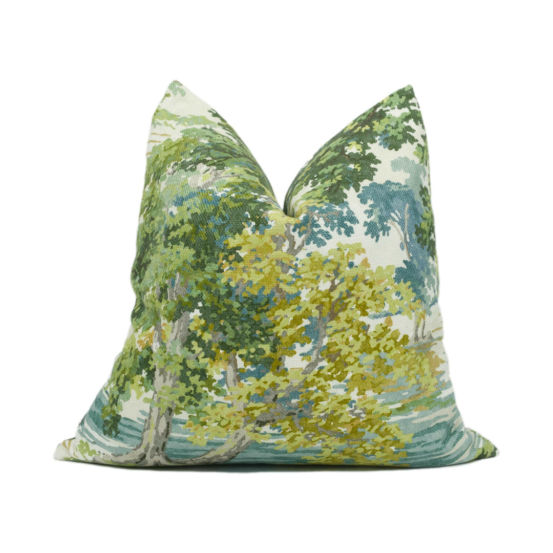 Sanderson - Ancient Canopy - Sap Green - Large Scale Impressionist Tree Print Cushion Cover - Handmade Throw Pillow - Designer Home Décor.