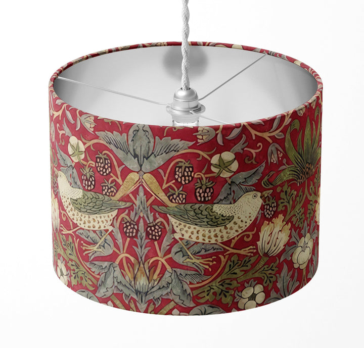 William Morris - Strawberry Thief - Crimson / Slate - Lampshade Stunning Handmade.