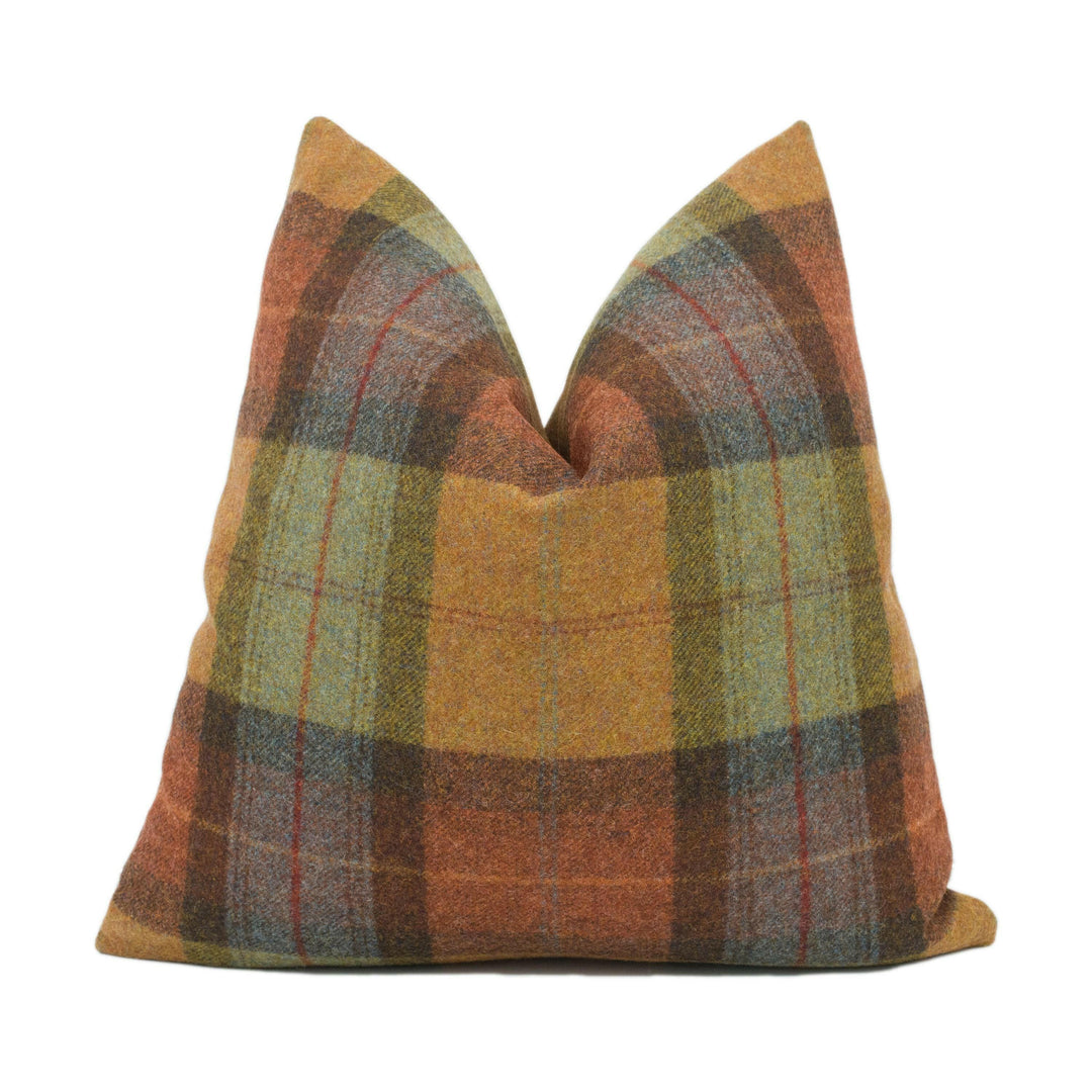 Abraham Moon - Skye - Burnt Orange -  100% Wool Cushion Cover - Designer Plaid Pillow Cover - Handmade Custom Abraham Moon Pillow.