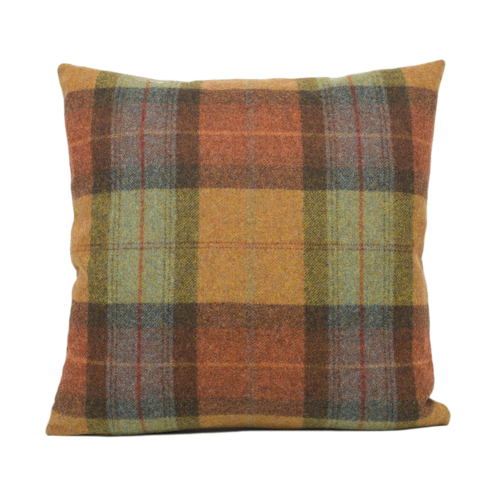 Abraham Moon - Skye - Burnt Orange -  100% Wool Cushion Cover - Designer Plaid Pillow Cover - Handmade Custom Abraham Moon Pillow.
