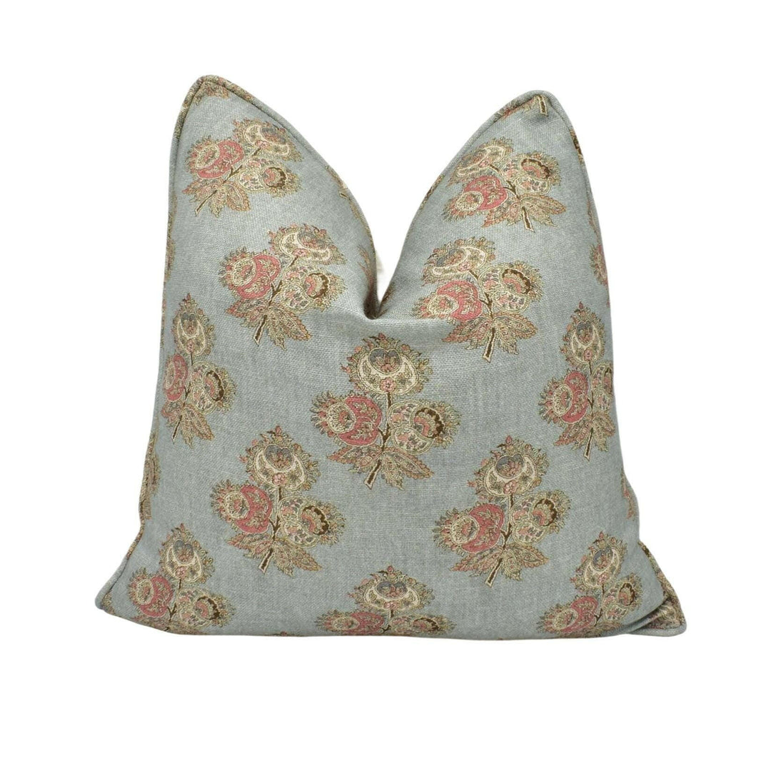 GP & J Baker - Poppy Paisley - Aqua - 18th Century Indian Floral Paisley Designer Cushion Cover - Luxury Throw Pillow - Handmade Home Decor.