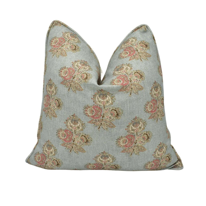 GP & J Baker - Poppy Paisley - Aqua - 18th Century Indian Floral Paisley Designer Cushion Cover - Luxury Throw Pillow - Handmade Home Decor.