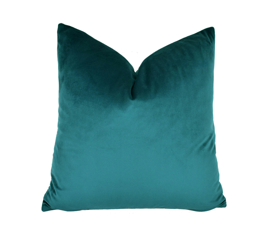 Sumptuous Designer Teal Velvet Cushion Cover - Handmade Throw Pillow Designer Home Decor.