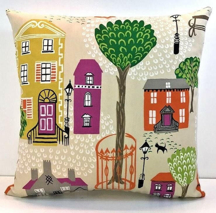 Sanderson - Jubilee Square - Blackcurrant / Orange - Stunning Cushion Cover Throw Pillow Designer Home Decor.