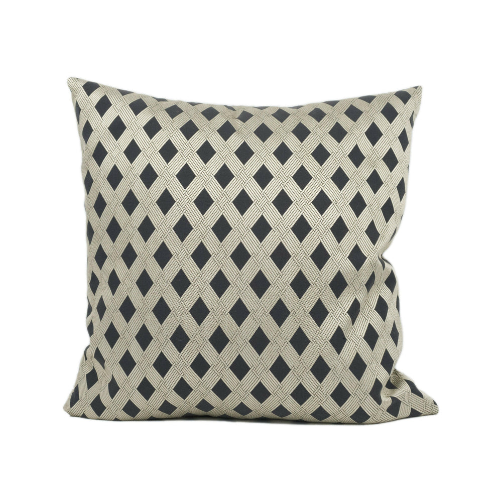 Tackler London - Mila Patterned Fabric - Monochrome - Chic Metallic Modern Geometric Cushion Cover - Handmade Throw Pillow - Designer Home.