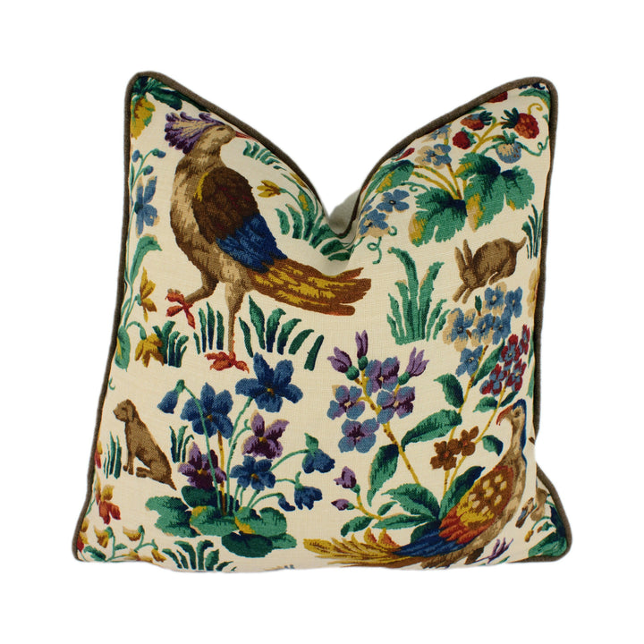 Sanderson - Cluny - Cream / Brown / Multi - Cushion Cover Throw Pillow Designer Home Decor.