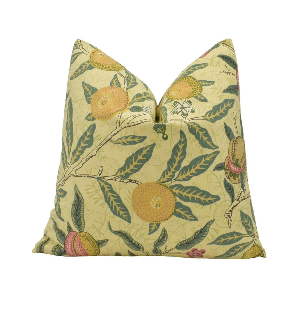 William Morris -  Fruit Major - Ivory / Teal - Traditional Trailing Fruits & Floral Classic English Designer Cushion Cover - Luxury Handmade.