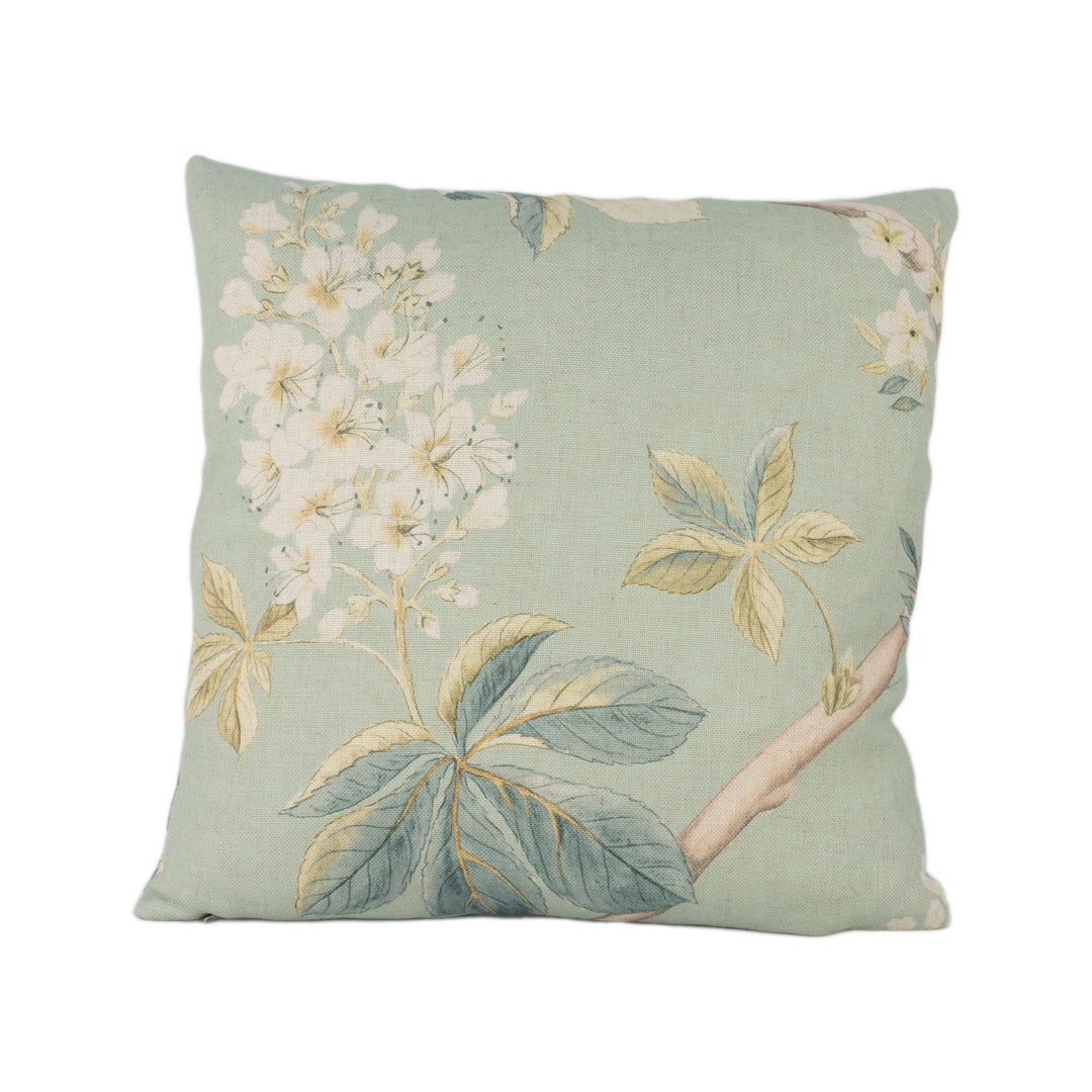 Sanderson - Chestnut Tree - Grey Blue / Sage - Traditional Trailing Chestnut Blossom Designer Cushion Cover - Luxury Throw Pillow - Handmade.