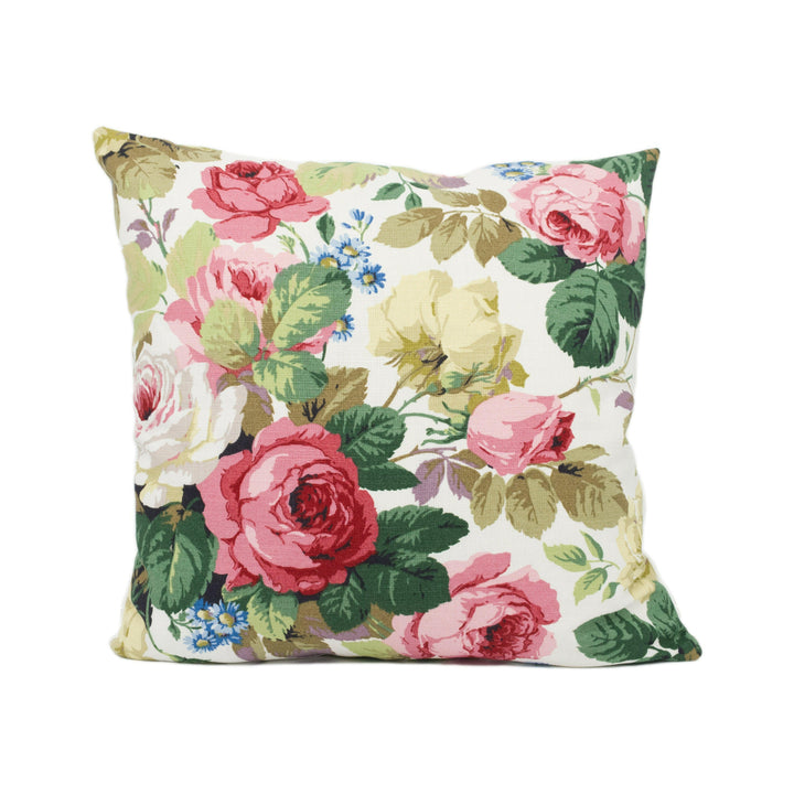 Sanderson - Chelsea - White / Pink - Classic Elegant Floral Cushion Cover - Handmade Throw Pillow - Designer Home Décor.