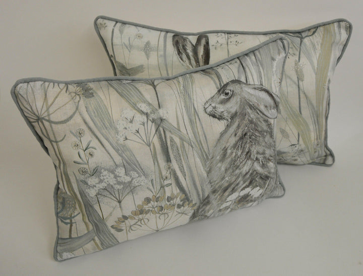 Sanderson - Dune Hares - Mist / Pebble - Delightful British Winter Seascape Designer Cushion Cover - Luxury Throw Pillow - Handmade Home Dec.