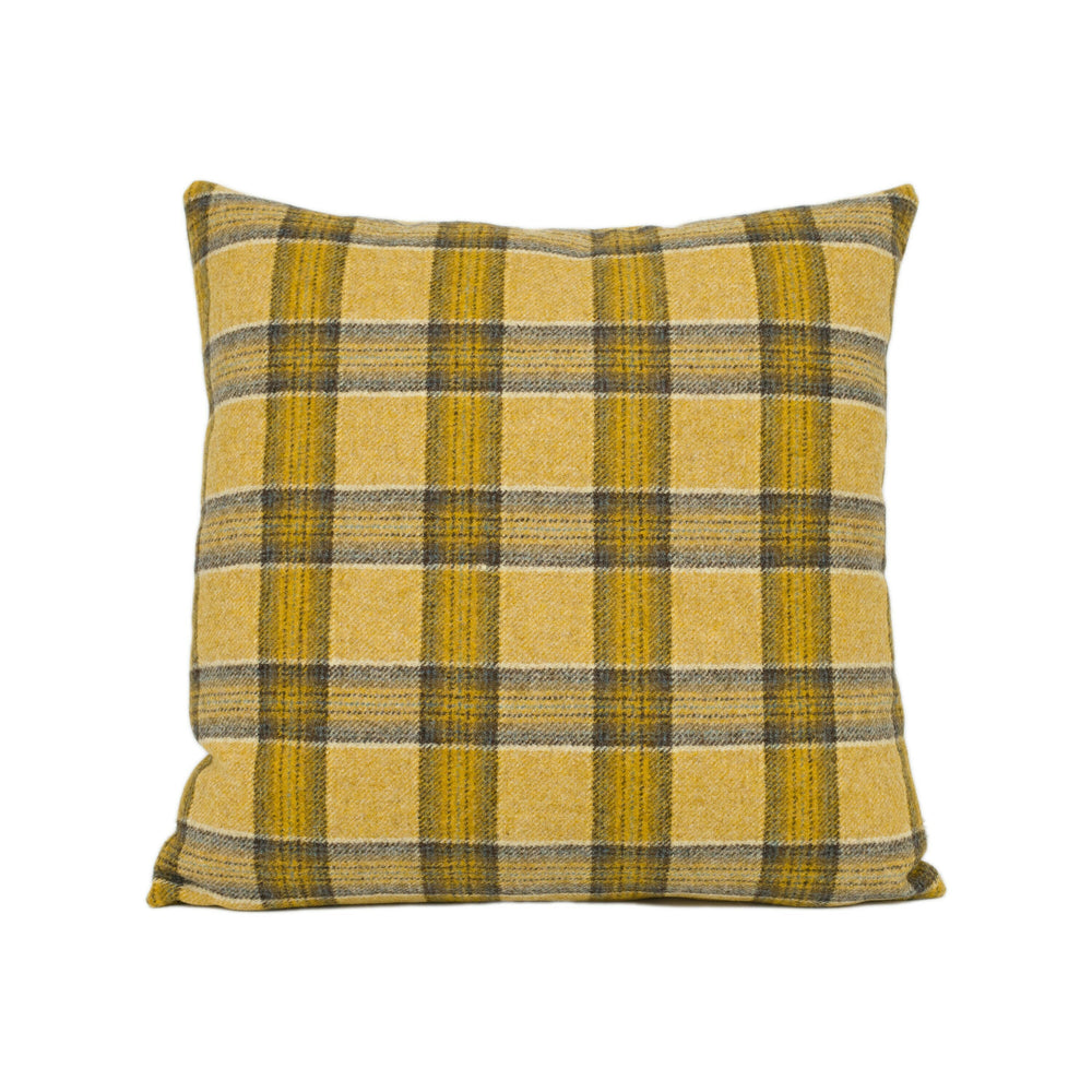 Abraham Moon - Dornoch - Gold - 100% Wool Cushion Cover - Designer Plaid Pillow Cover - Handmade Custom Abraham Moon Pillow.