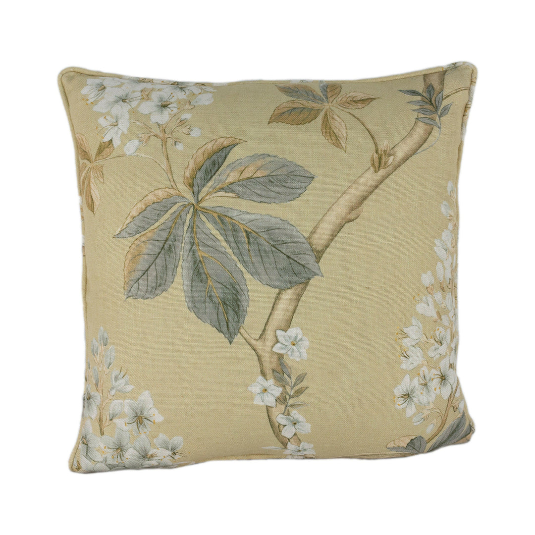 Sanderson - Chestnut Tree - Wheat / Pebble - Traditional Trailing Chestnut Blossom Designer Cushion Cover - Luxury Throw Pillow - Handmade.