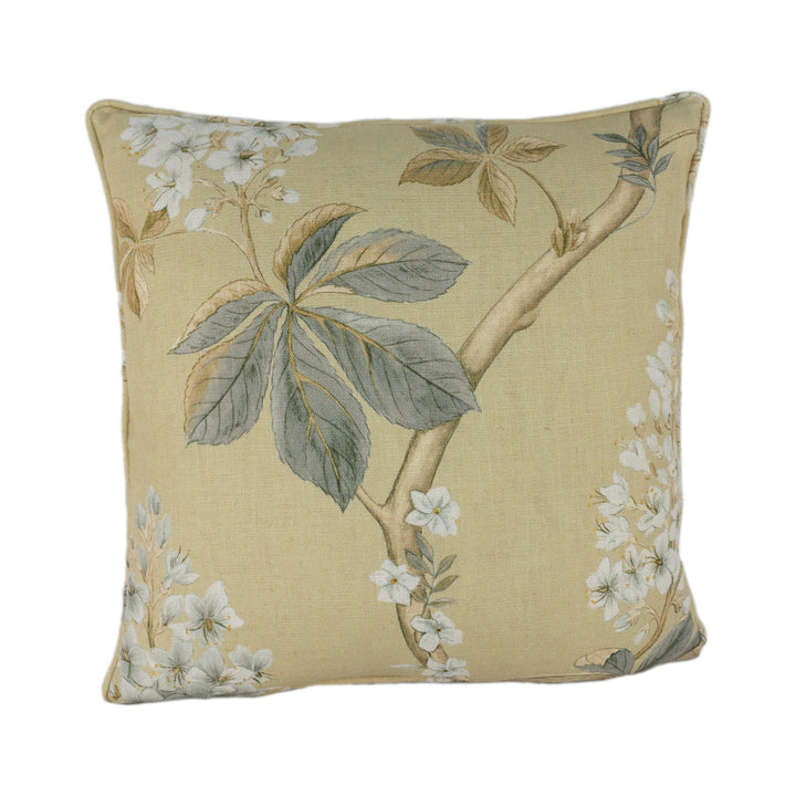 Sanderson - Chestnut Tree - Wheat / Pebble - Traditional Trailing Chestnut Blossom Designer Cushion Cover - Luxury Throw Pillow - Handmade.