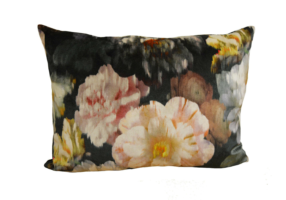 Romo - Black Edition - Herbaria - Malva - Decadent Floral Velvet - Designer Cushion Cover - Handmade Throw Pillow - Luxury Home Decor.