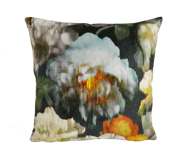 Romo - Black Edition - Herbaria - Peacock - Decadent Floral Velvet - Designer Cushion Cover - Handmade Throw Pillow - Luxury Home Decor.