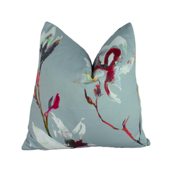 Romo - Saphira - Duck Egg - Delicate Vibrant Floral Magnolia Designer Cushion Cover - Handmade Throw Pillow - Luxury Home Decor.