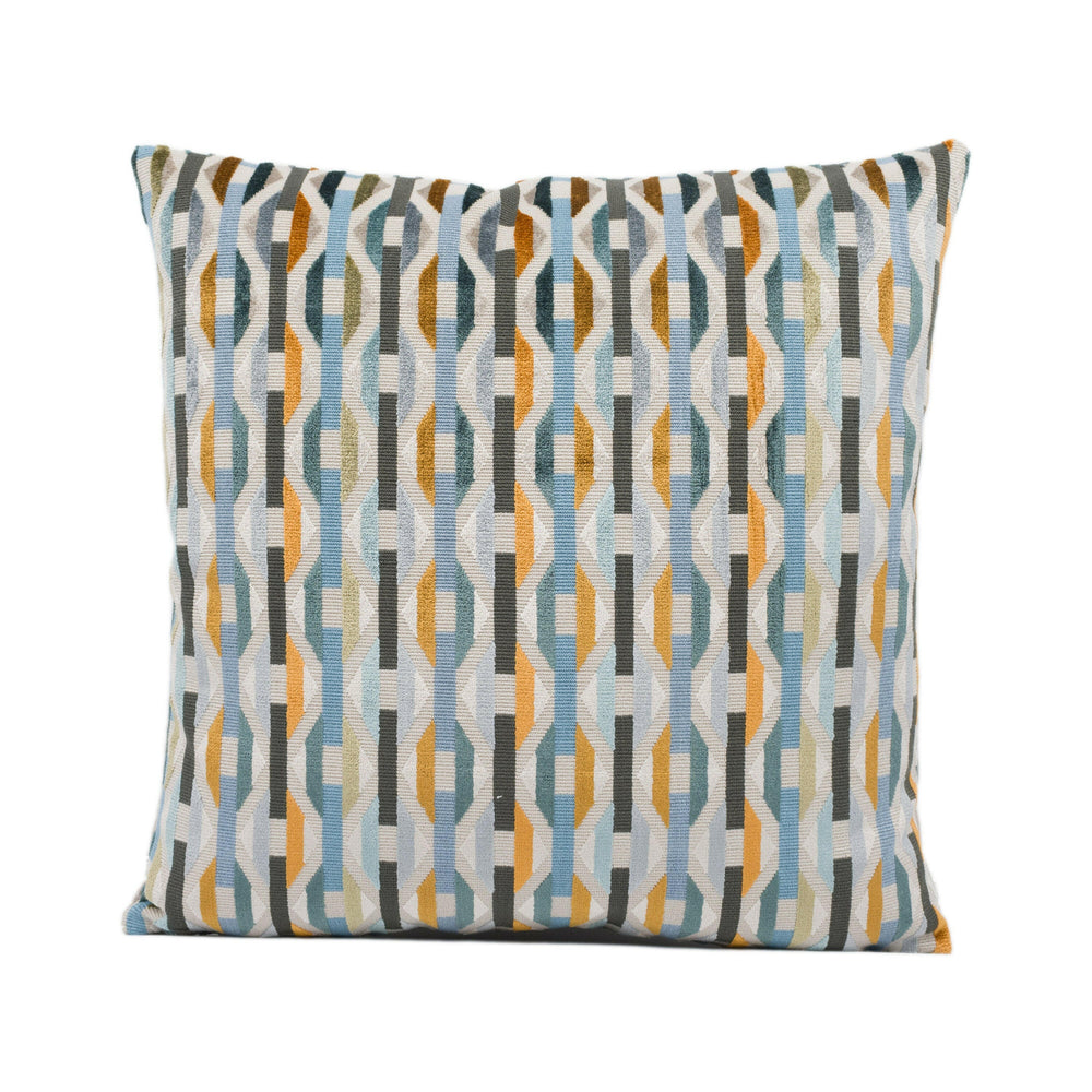 Romo - Onetti - Copper - Vibrant Geometric Cut Velvet Designer Cushion Cover - Handmade Throw Pillow Luxury Home Decor.