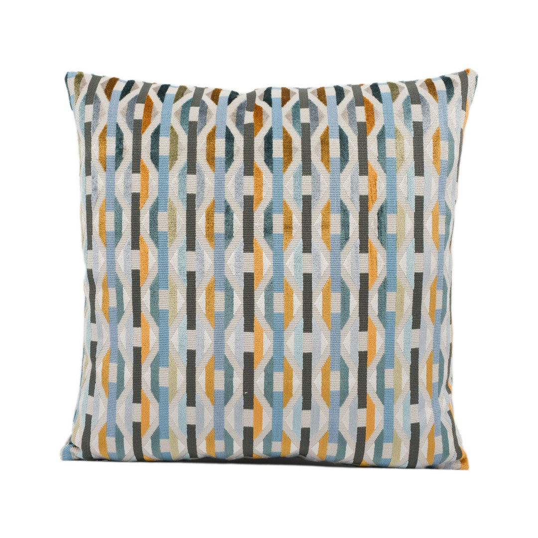 Romo - Onetti - Copper - Vibrant Geometric Cut Velvet Designer Cushion Cover - Handmade Throw Pillow Luxury Home Decor.