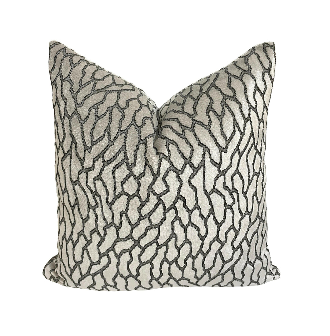 Romo - Black Edition - Romita - Pampas - Lustrous Abstract Jacquard Velvet Designer Cushion Cover - Handmade Throw Pillow - Luxury Home.