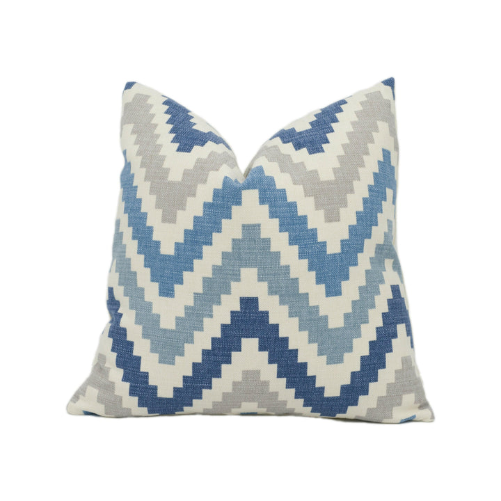 Romo - Scala - Oxford Blue - Contemporary Chevron Stripe Designer Cushion Cover - Handmade Throw Pillow - Luxury Home Decor.