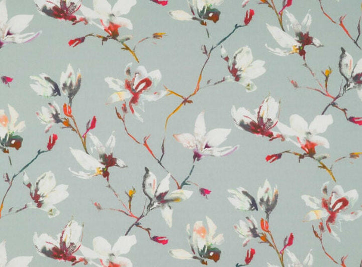 Romo - Saphira - Duck Egg - Delicate Vibrant Floral Magnolia Designer Cushion Cover - Handmade Throw Pillow - Luxury Home Decor.