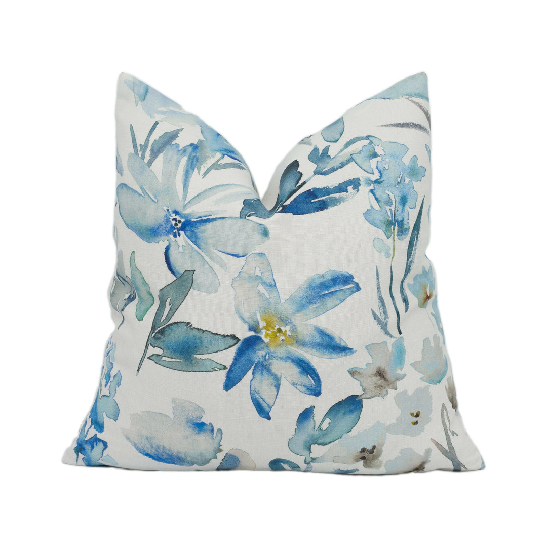 Romo - Otelie - Cobalt - Artsy Watercolour Floral Cushion Cover Handmade Throw Pillow Designer Home Décor.