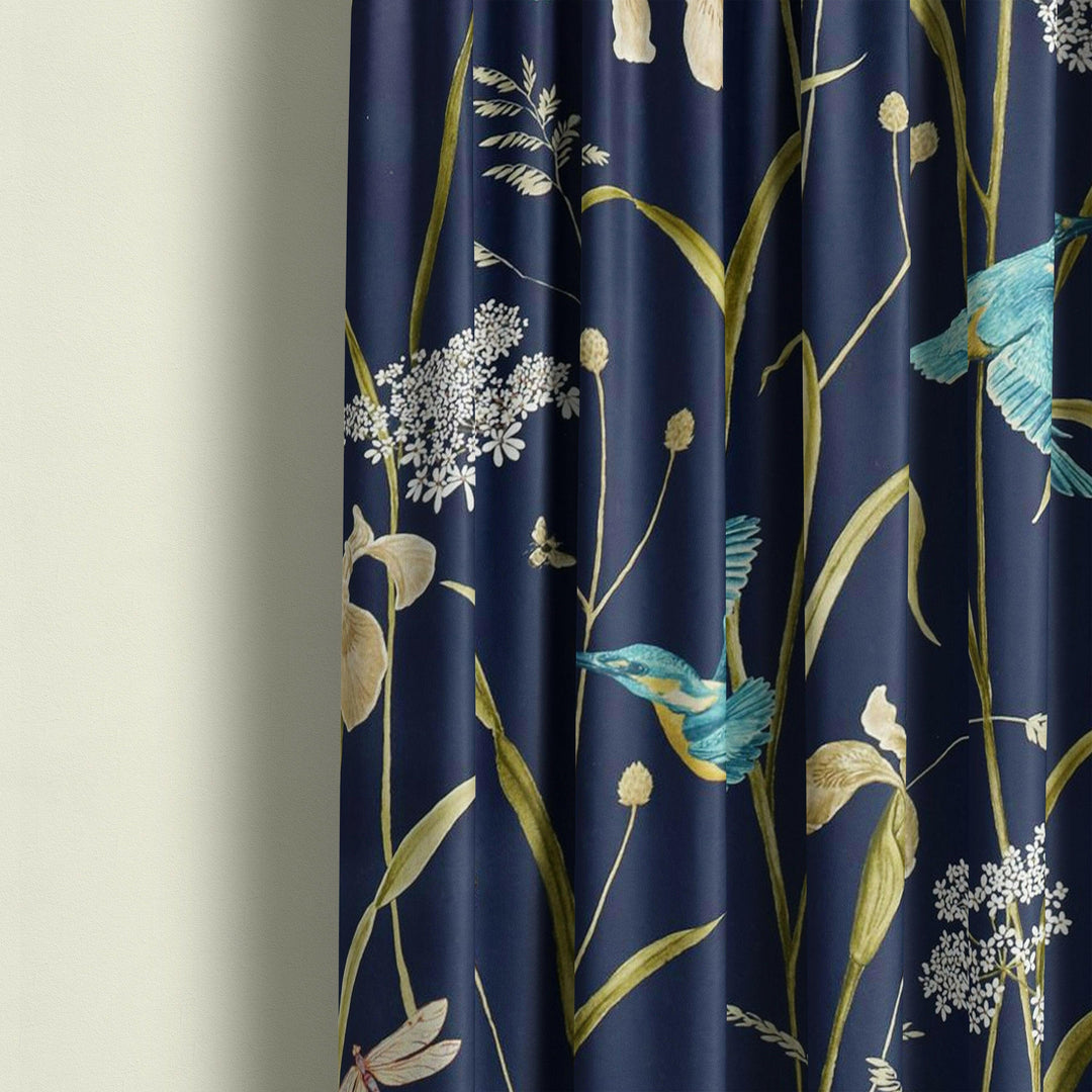 Sanderson - kingfisher & iris - navy / teal - curtains made to measure drapes designer home decor.
