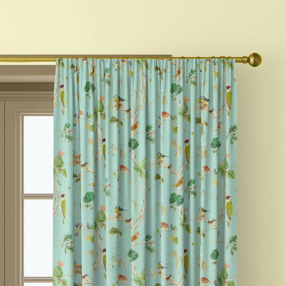 Sanderson - Woodland Chorus - Sky Blue / Multi - Curtains Made to Measure Drapes Designer Home Décor.