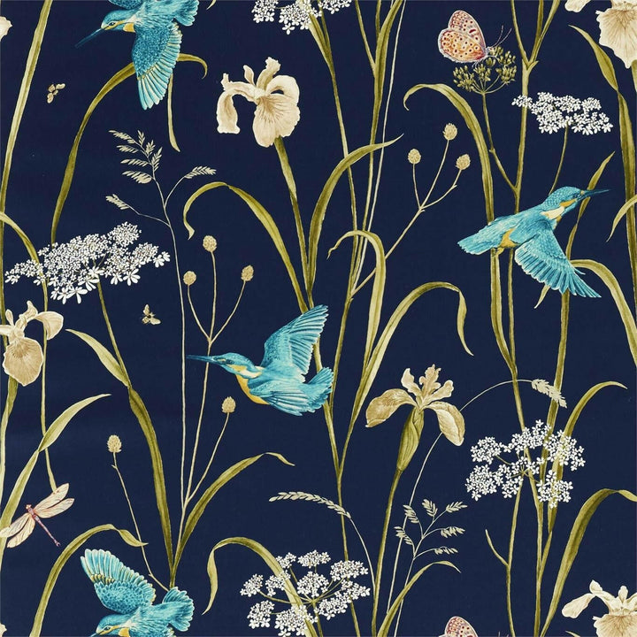 Sanderson - kingfisher & iris - navy / teal - curtains made to measure drapes designer home decor.