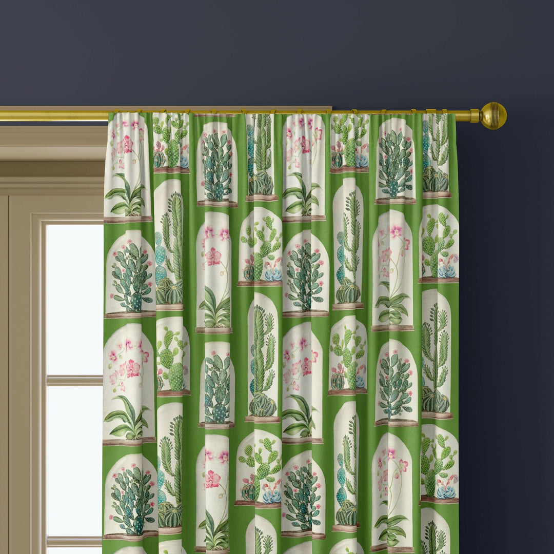 Sanderson - Terrariums - Botanical Green - Curtains Made to Measure Drapes Designer Home Décor.