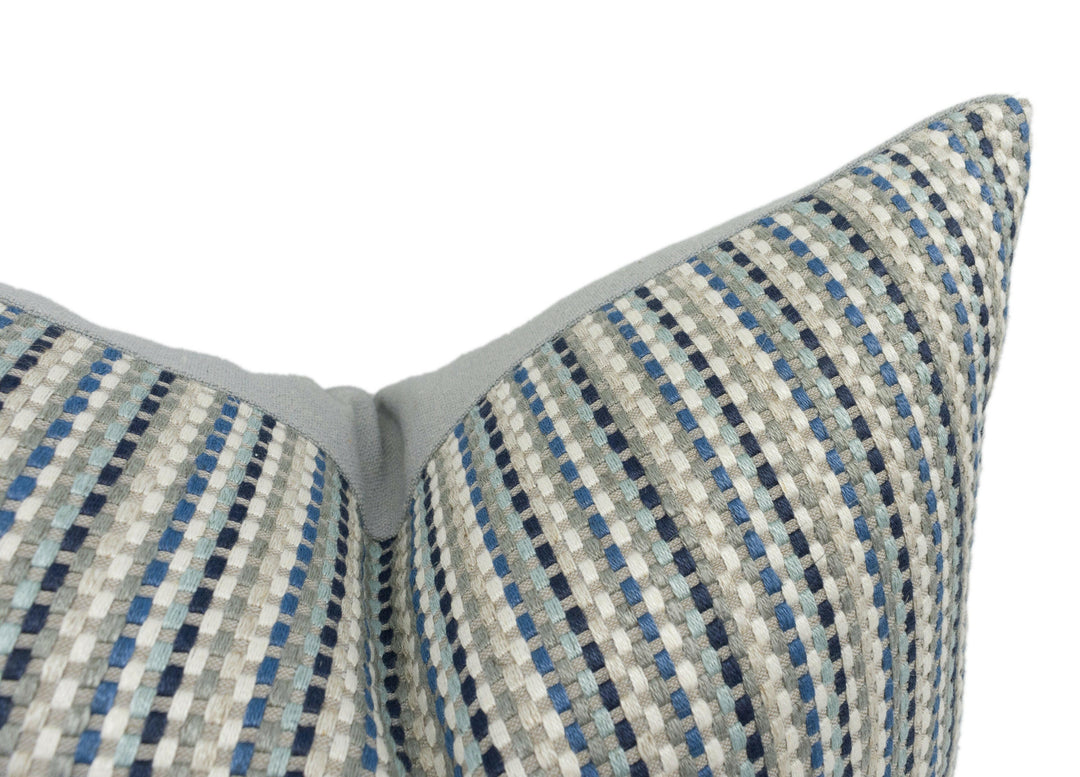 Romo - Ditton - Buxton Blue - Playful Striped Weave Designer Cushion Cover - Handmade Throw Pillow - Luxury Home Décor.