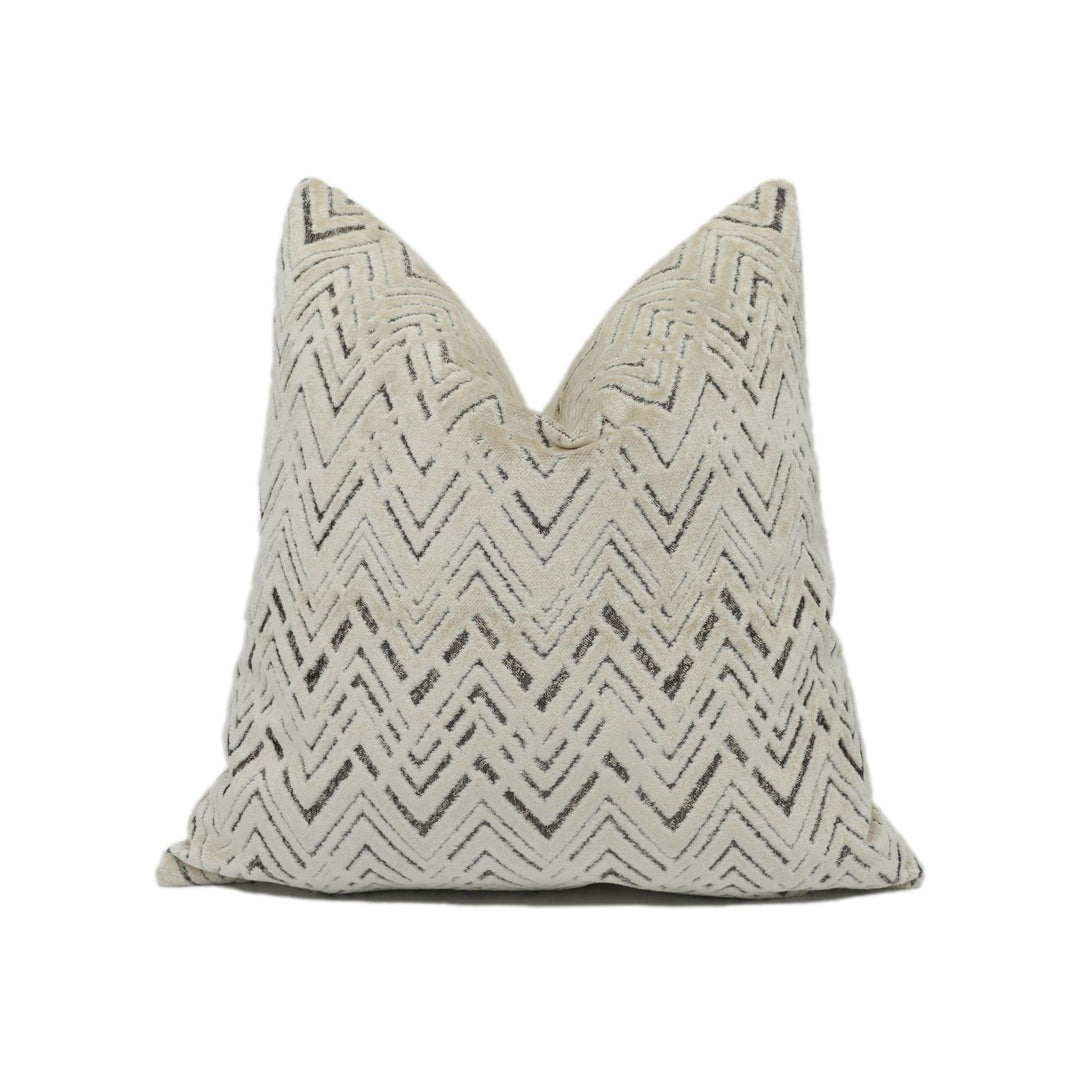 Romo - Black Edition - Zola Jacquard Velvet - Silver Birch - Luxurious Chevron Cushion Cover - Handmade Throw Pillow - Designer Home Décor.