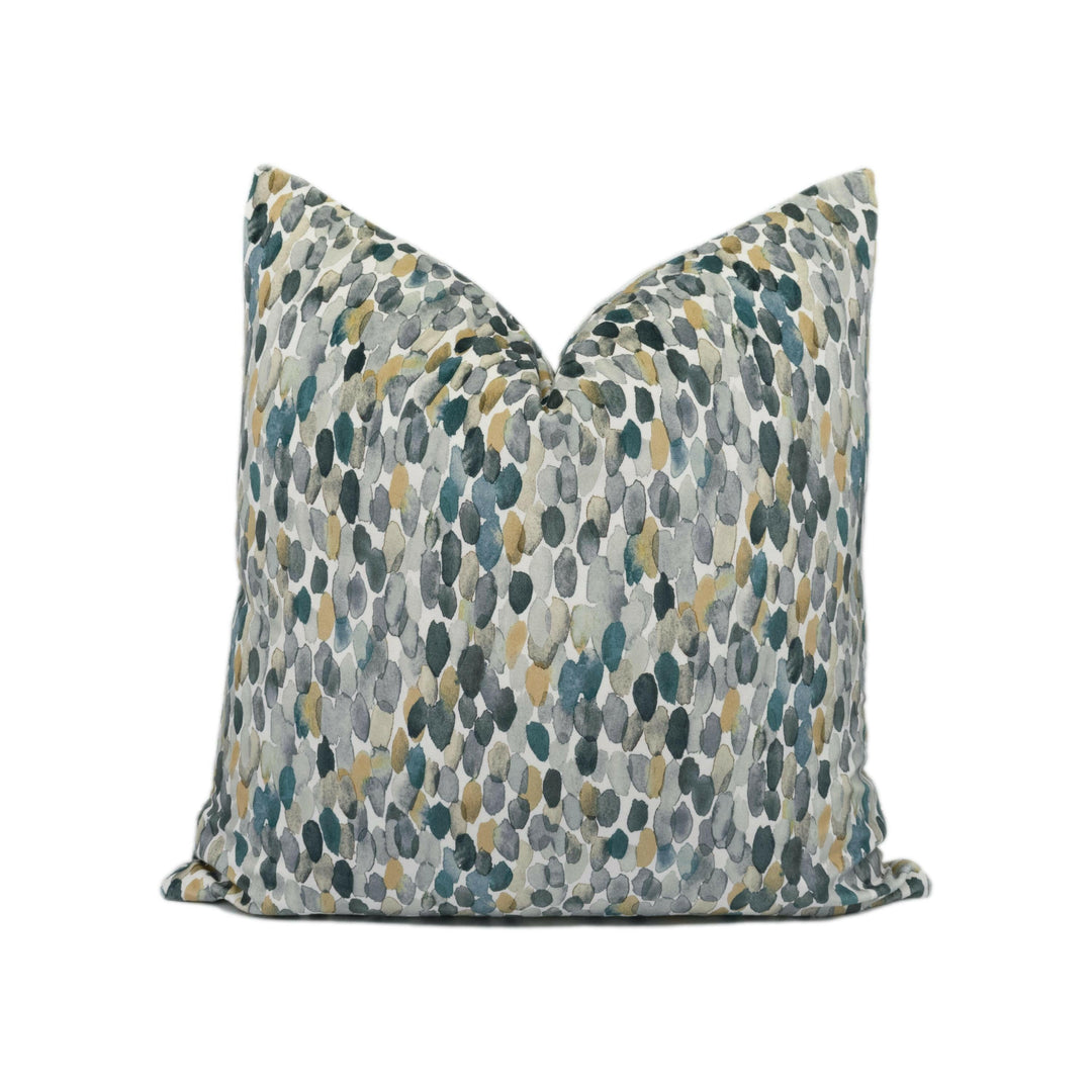 Romo - Orrin - Eucalyptus - Contemporary Grey Painterly Velvet Cushion Cover - Handmade Throw Pillow - Designer Home Décor.